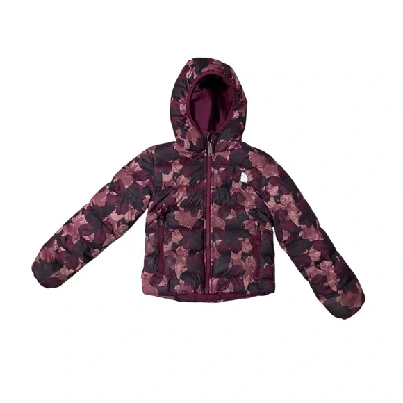 North Face Girls Reversible North Down Hooded Jacket - Boysenberry Floret Print - Picture 3 of 8